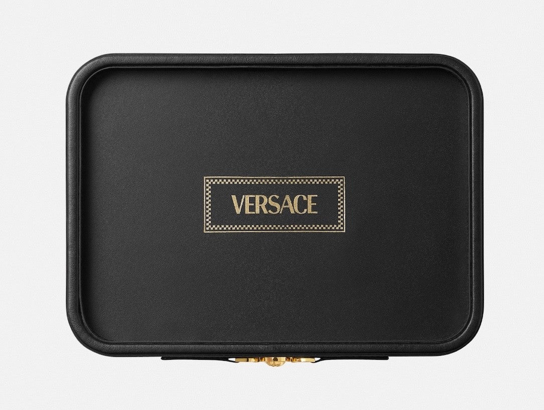 Versace Medusa 95 Black Leather Tray 9.3 x 6 x 1 Inches