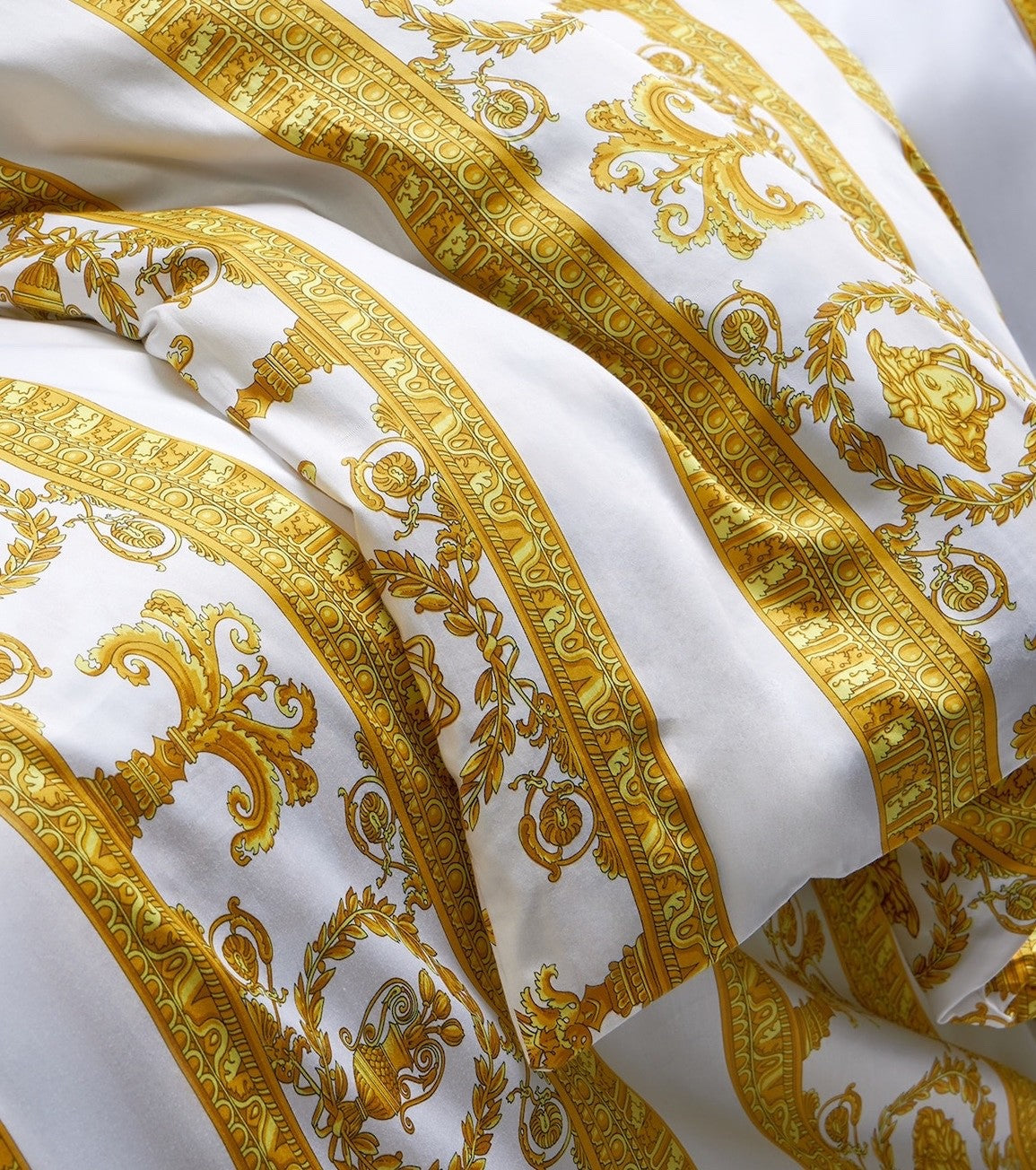 Versace I ♡ Baroque Duvet Cover King Size White Gold Medusa Retail $625