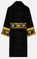 Versace I Heart Baroque Bathrobe Black and Gold Unisex Size L