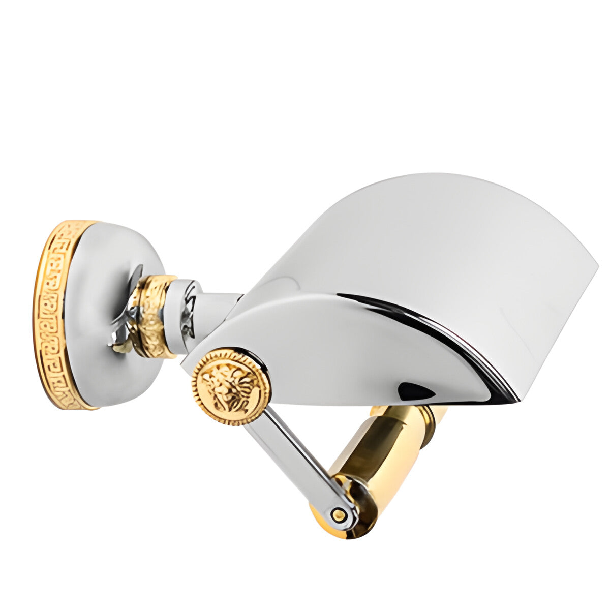 Versace Classic Toilet Paper Roll Holder in Chrome Gold Signature Medusa Detail